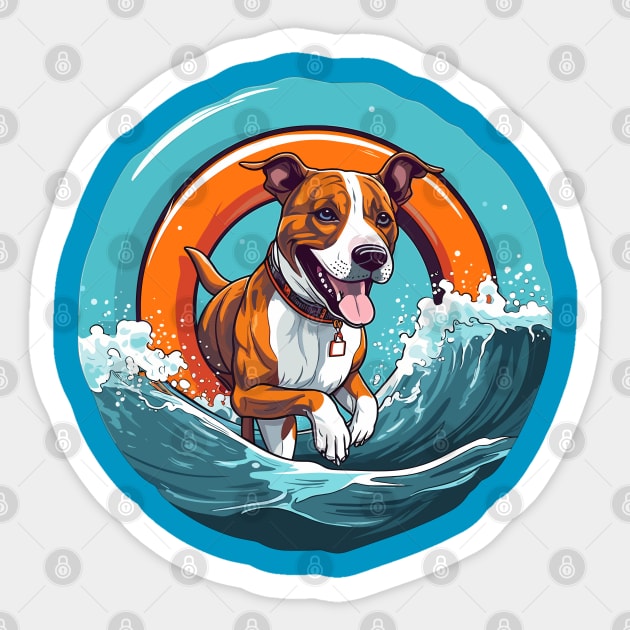 Water Rescuer Amstaff: Lifesaving Guardian Sticker by Cute Dogs AI